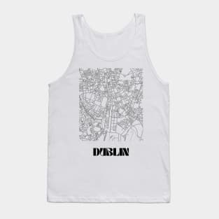 Retro Map of Dublin, Ireland Minimalist Line Drawing Tank Top